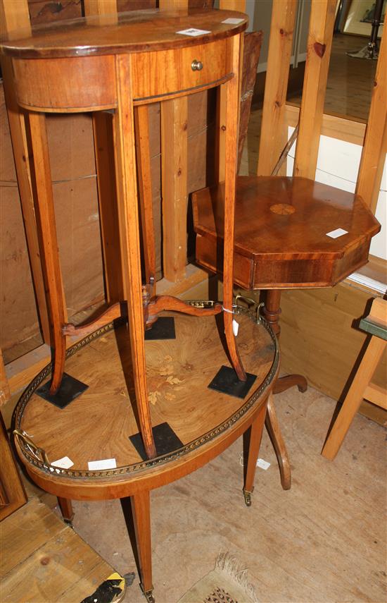 Misc furniture to incl: oval table with drawer, an octagonal occasional table and a small oval table(-)